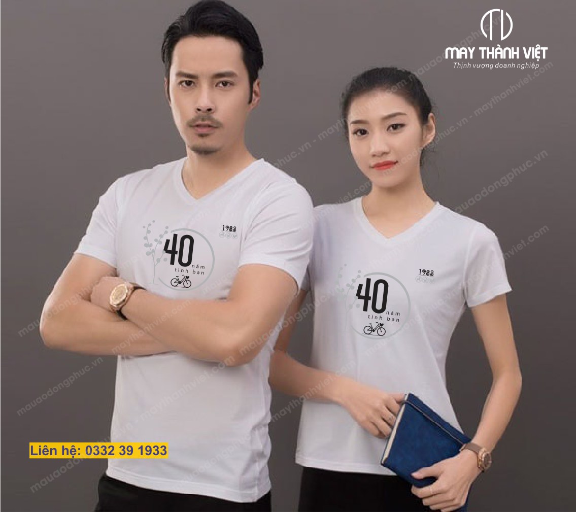 Áo đồng phục họp lớp cổ tim màu trắng