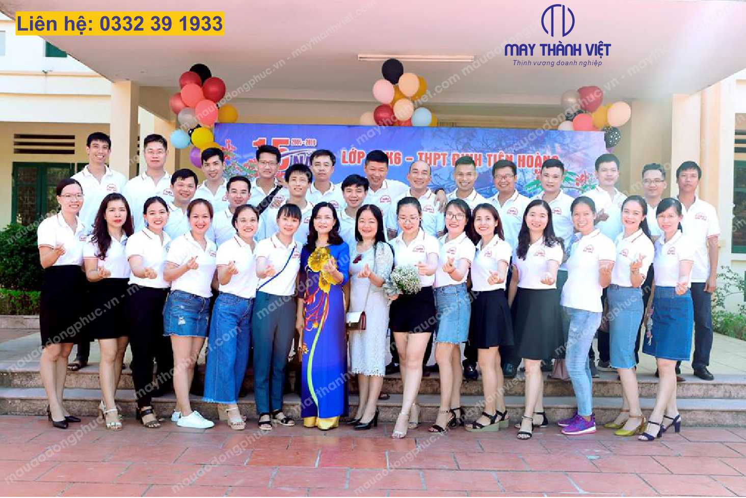 Áo đồng phục họp lớp màu trắng cổ bẻ