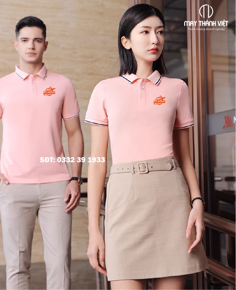 Áo phông công ty màu hồng dâu