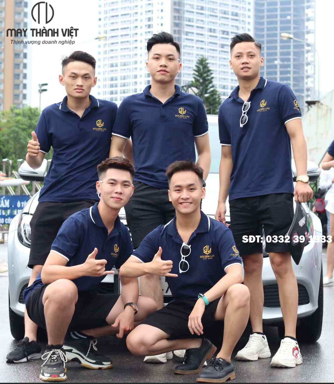 công ty may đồng phục in áo thun đẹp màu xanh navy