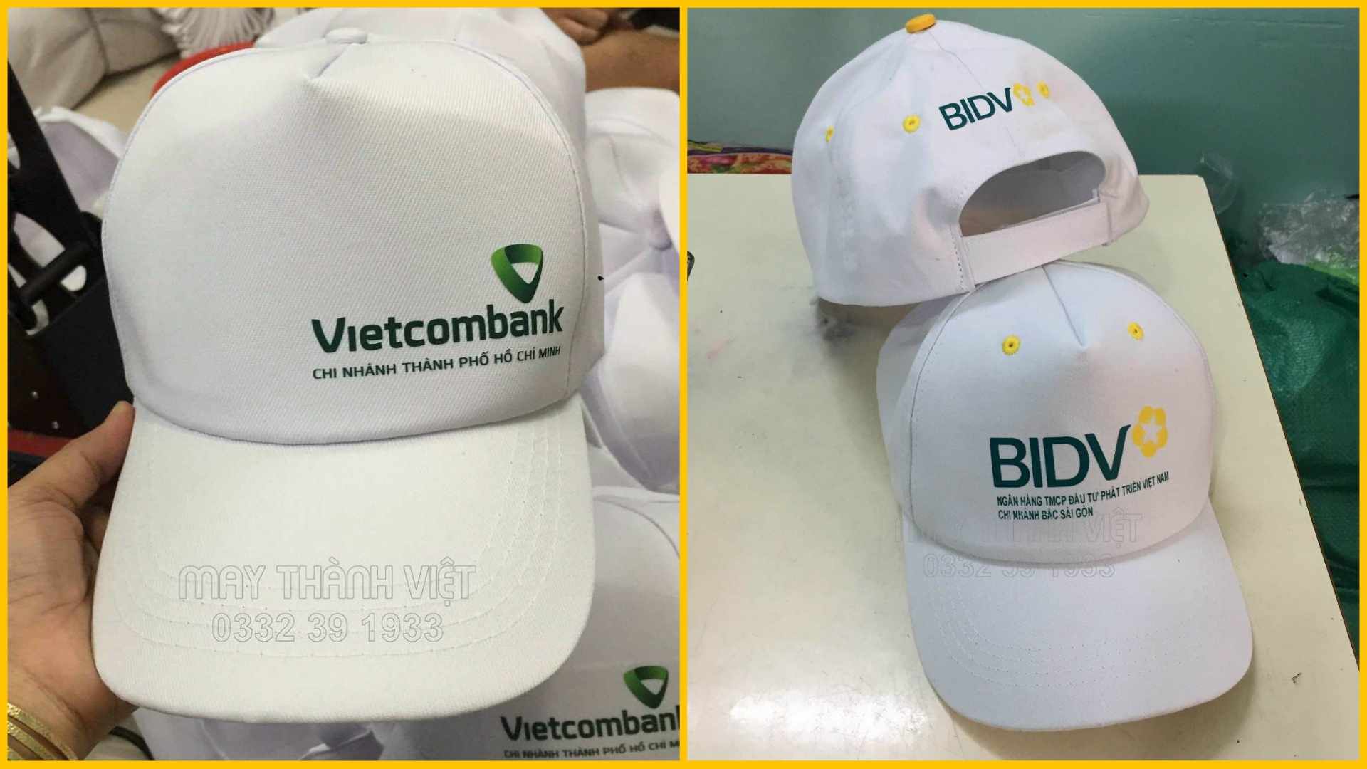 mũ đồng phục ngân hàng vietcombank