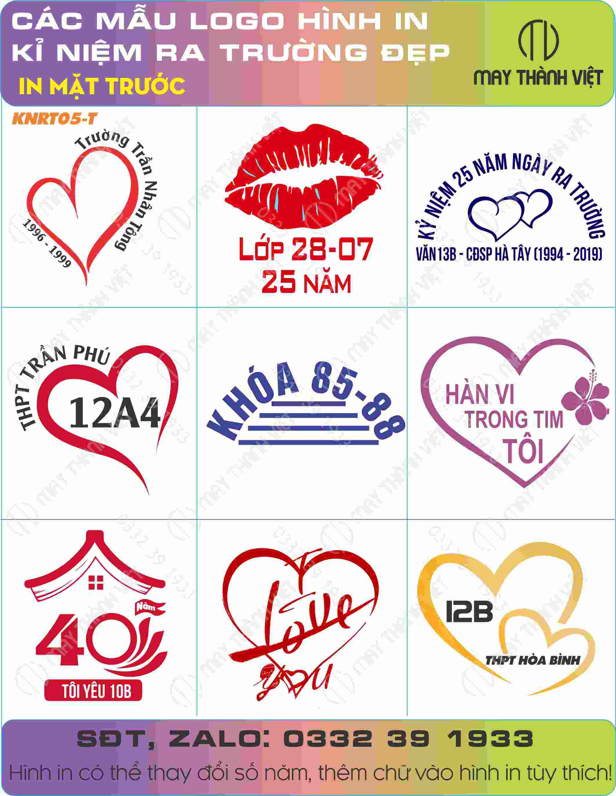 Logo mặt trước in áo kỷ niệm ra trường