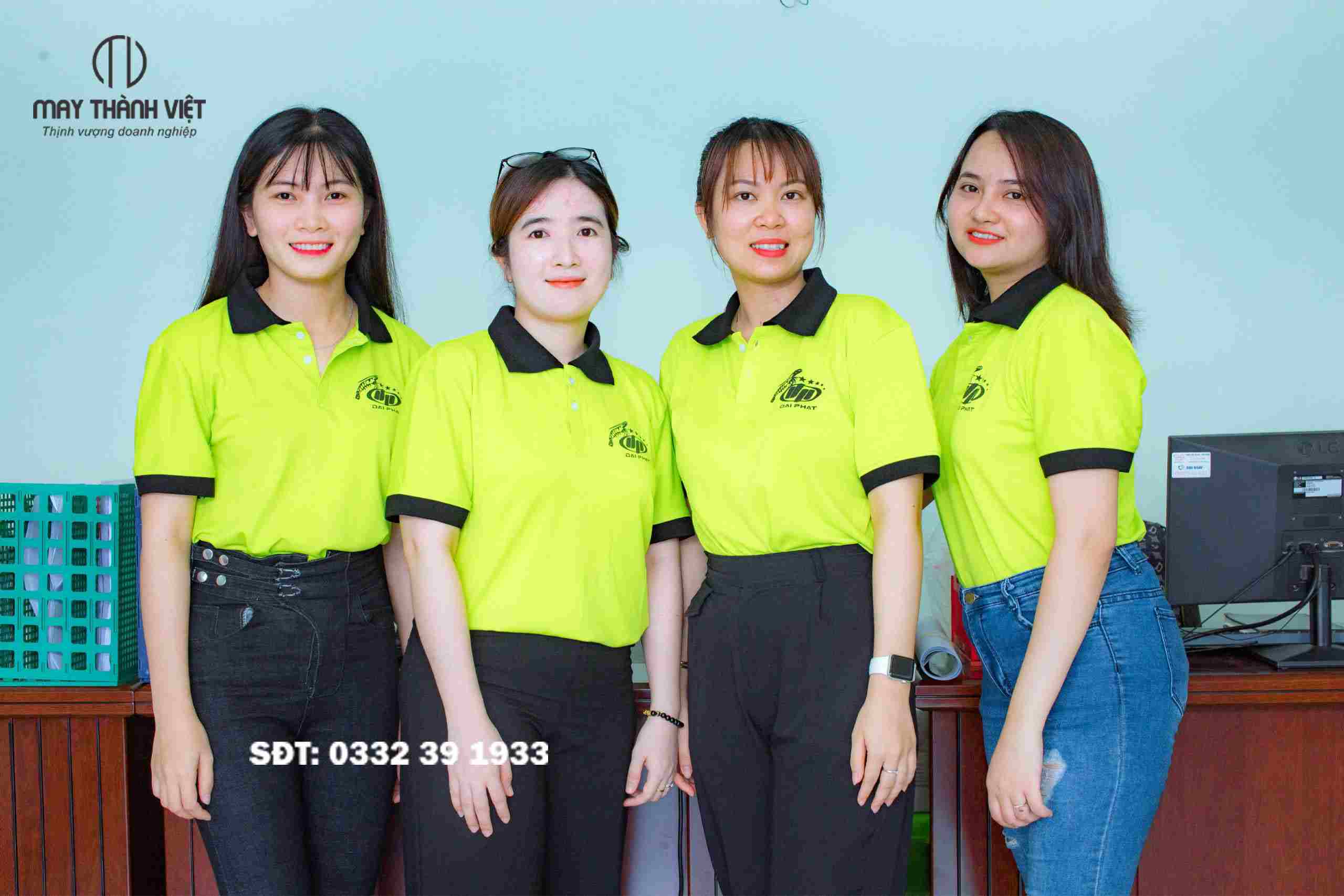 mẫu áo phông đồng phục công ty màu xanh chuối