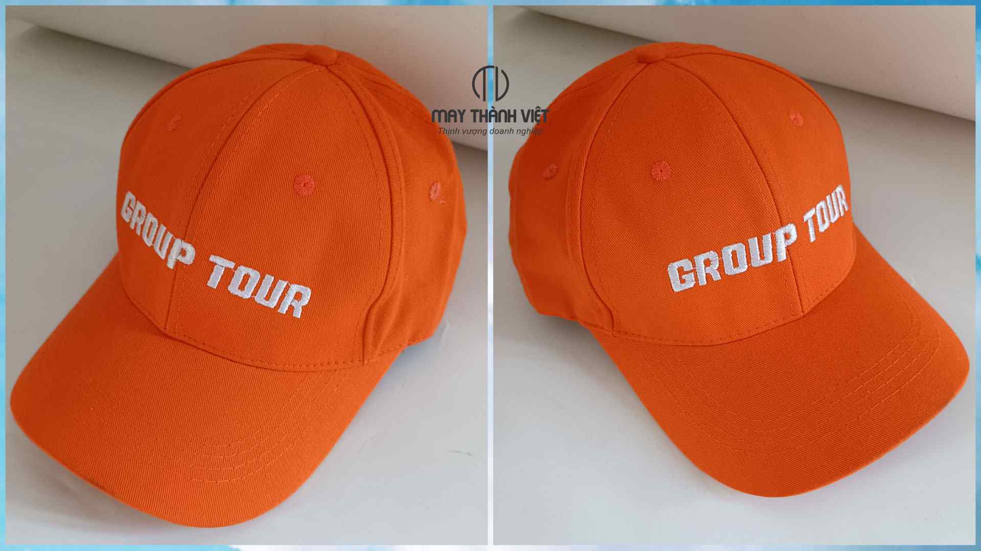 may mũ đồng phục công ty màu cam
