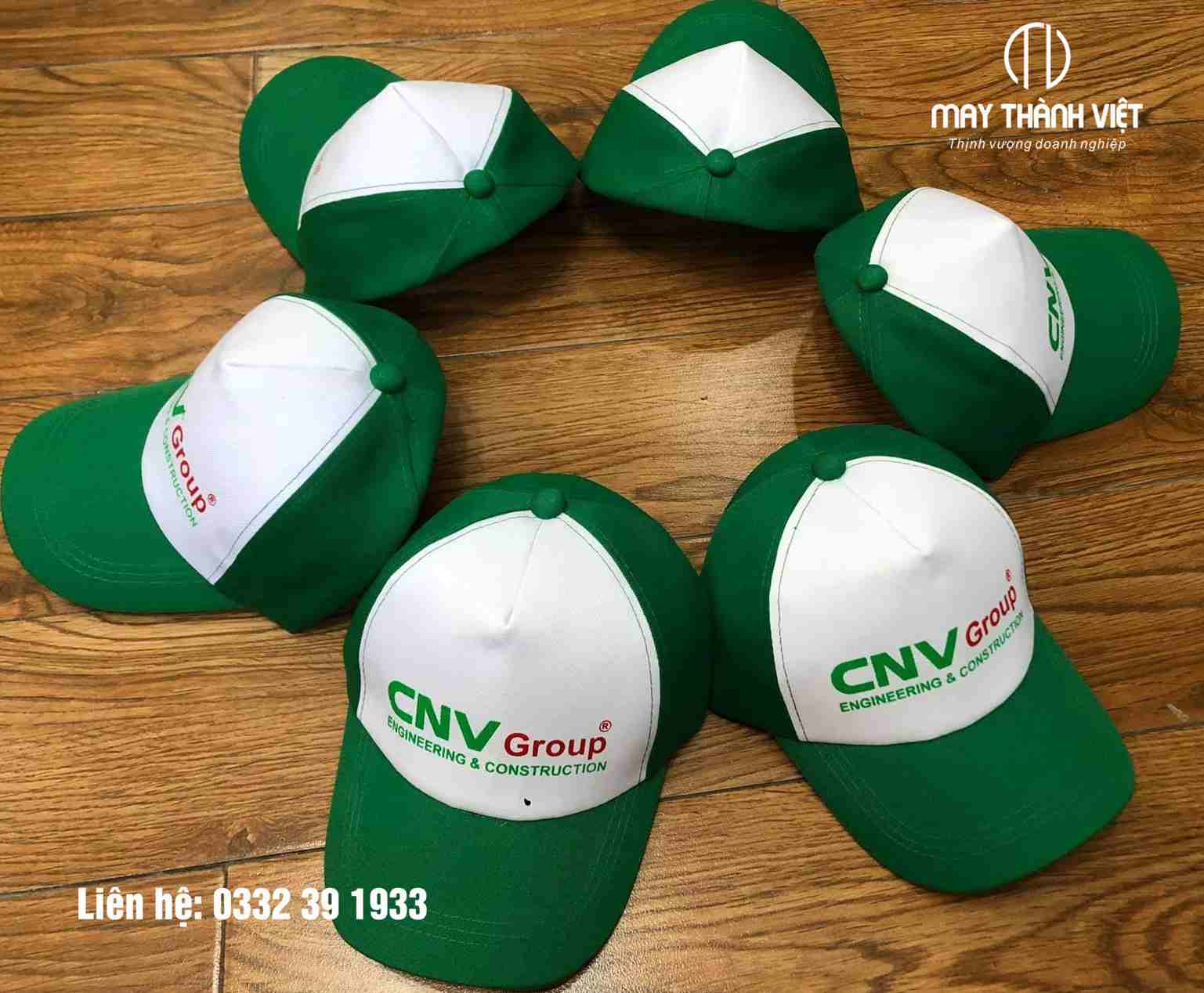 mũ đồng phục công ty màu trắng phối xanh