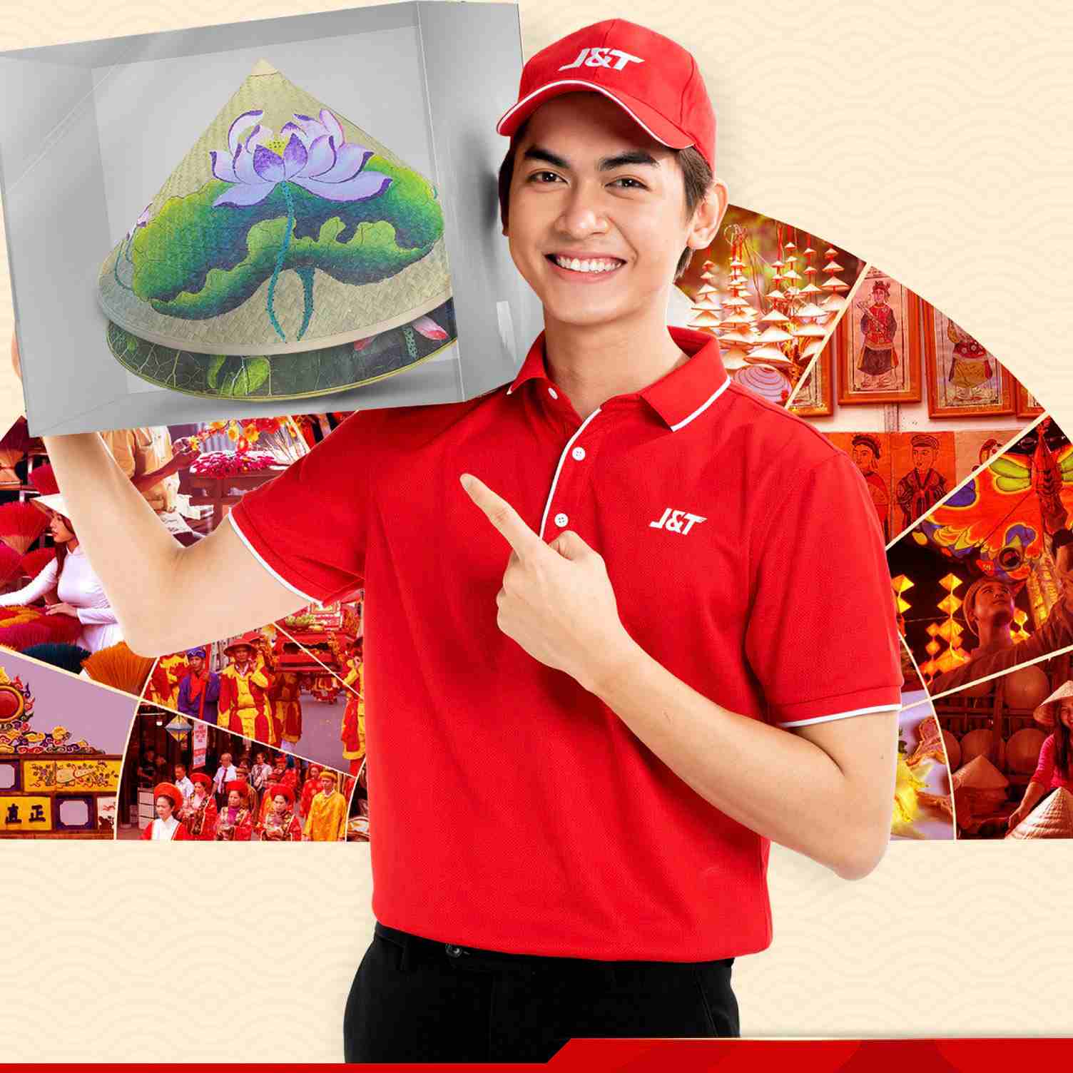 Nón kết công ty J&T màu đỏ