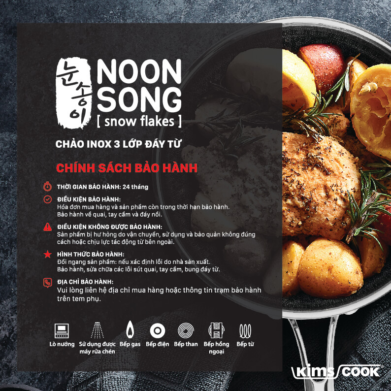thông tin bảo hành chảo Noon Song Kims Cook