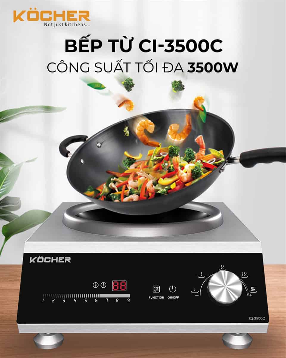 Bếp từ công nghiệp Kocher CI-3500C công suất tối đa 3500W nấu nhanh