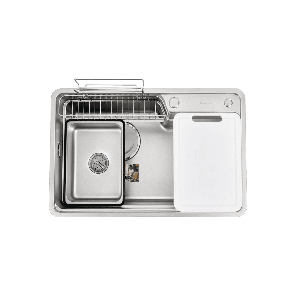 Chậu rửa chén Kocher Tera S7548 được trang bị đầy đủ phụ kiện đi kèm