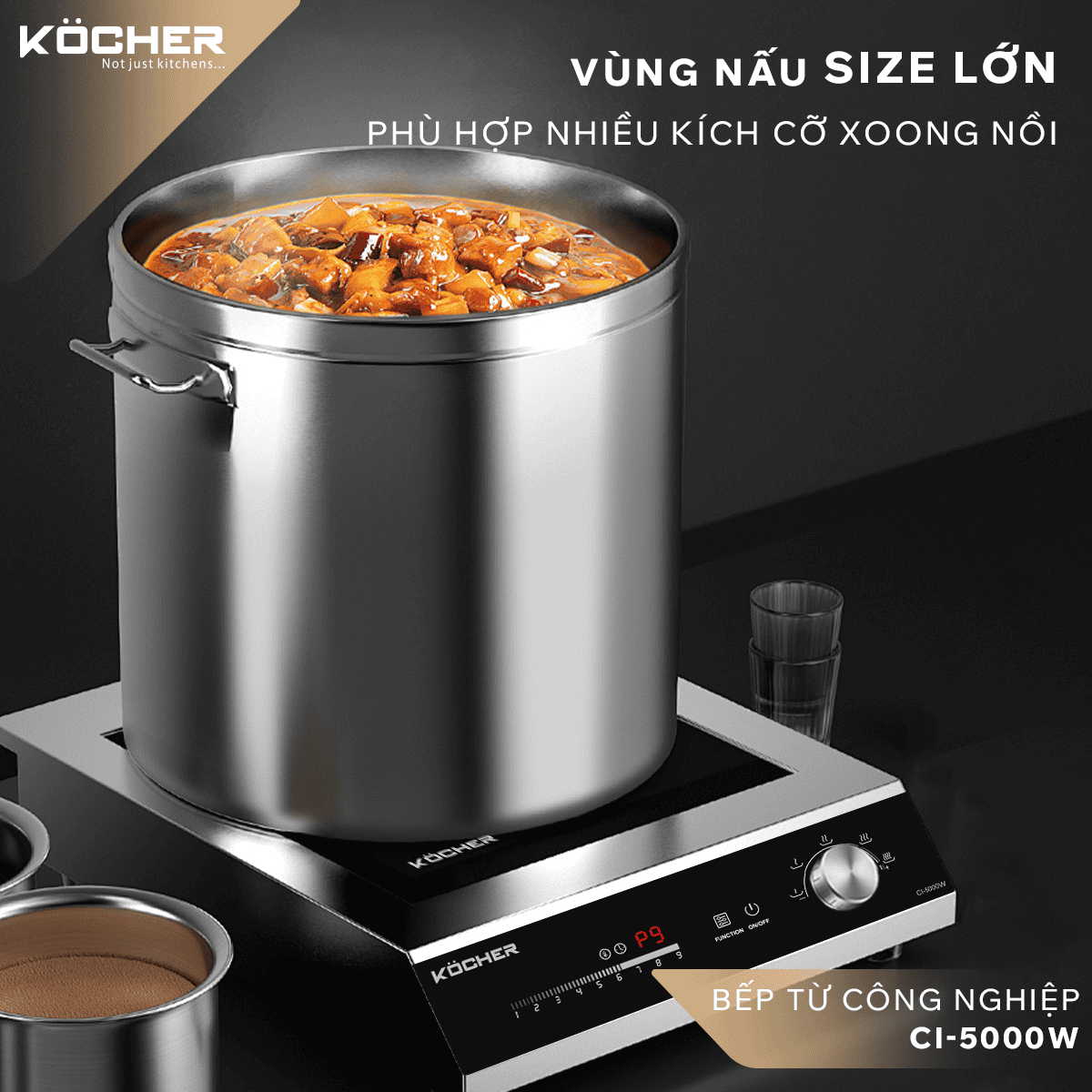 Bếp từ công nghiệp Köcher CI-5000W cho nhà hàng, quán phở, bếp ăn tập thể