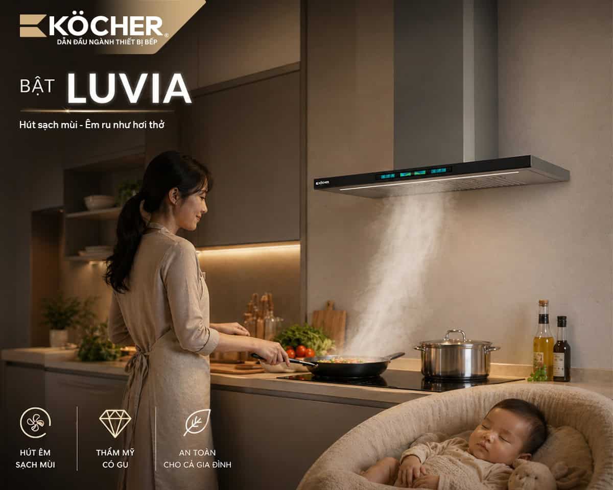 hút mùi kocher luvia hoạt động êm ái