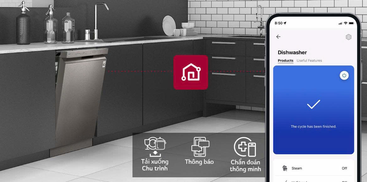 Máy rửa bát LG QuadWash TrueSteam™ màu đen LDT14BLA4 – Giải pháp làm sạch bát đĩa đẳng cấp cho căn bếp hiện đại