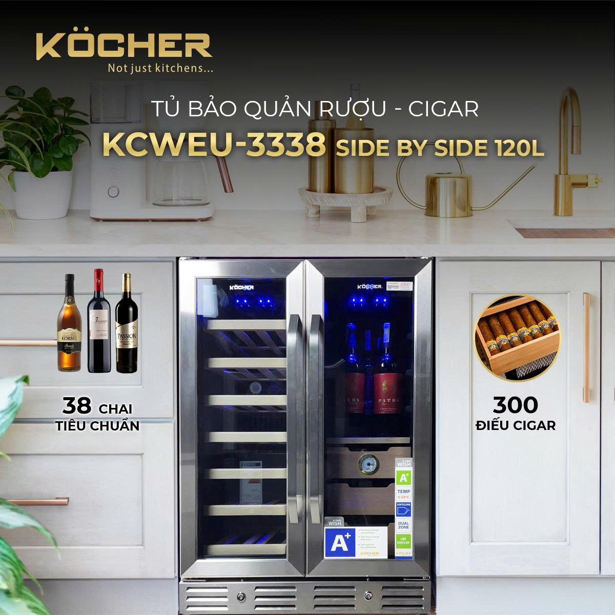 Tủ Bảo Quản Rượu Vang - Cigar Köcher KCWEU-3338: Giải Pháp Hoàn Hảo Cho Phong Cách Sống Thượng Lưu