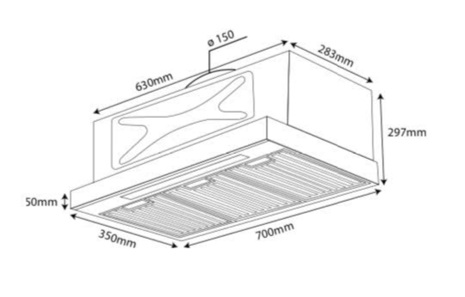 thông tin kích thước máy hút mùi kocher turbo smart 3d