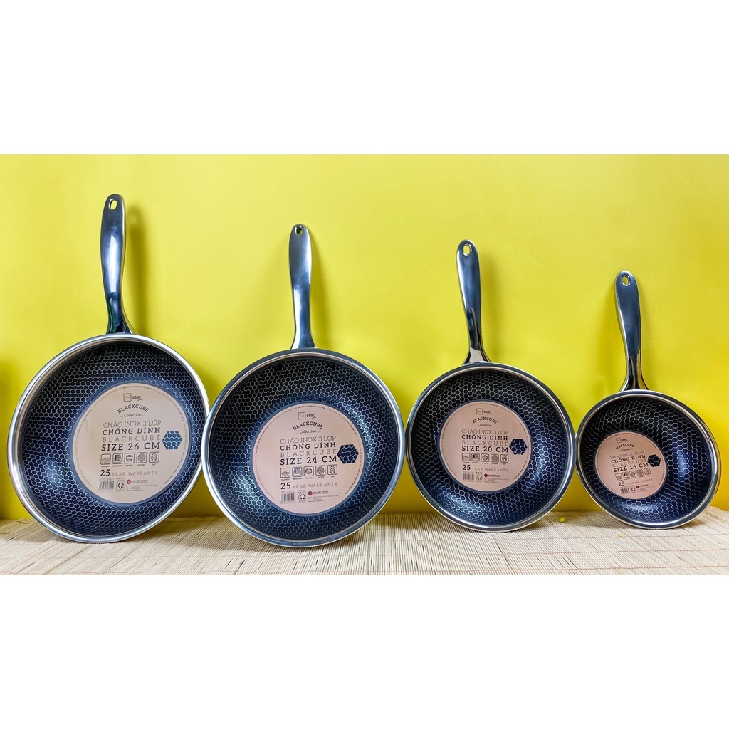 Chảo tổ ong fivestar inox 3 lớp đáy từ chống dính đa dạng kích thước