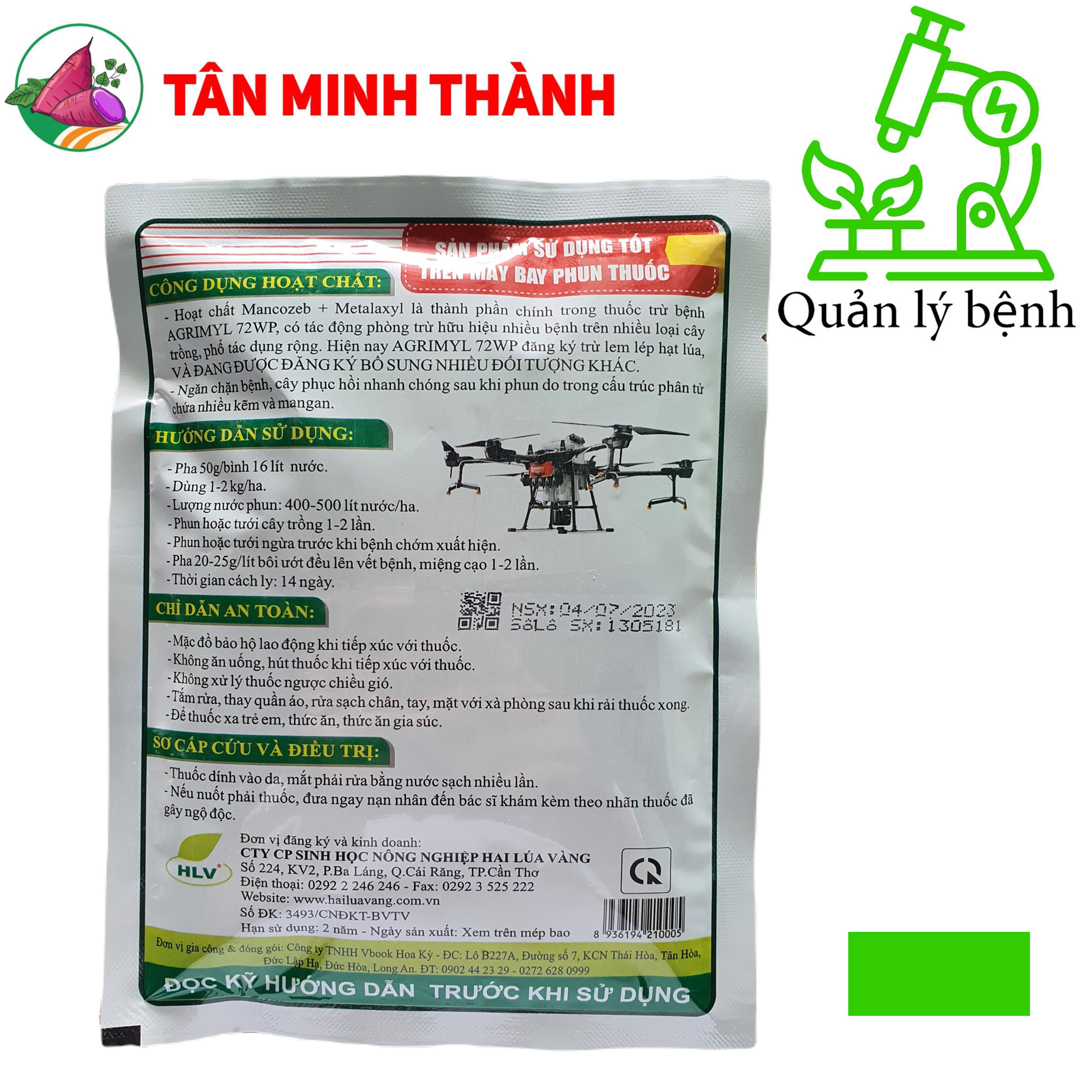 Agrimyl 72WP - Thuốc đặc trị lem lép hạt, thán thư, vàng lá, sương mai, rỉ sắt, khô vằn