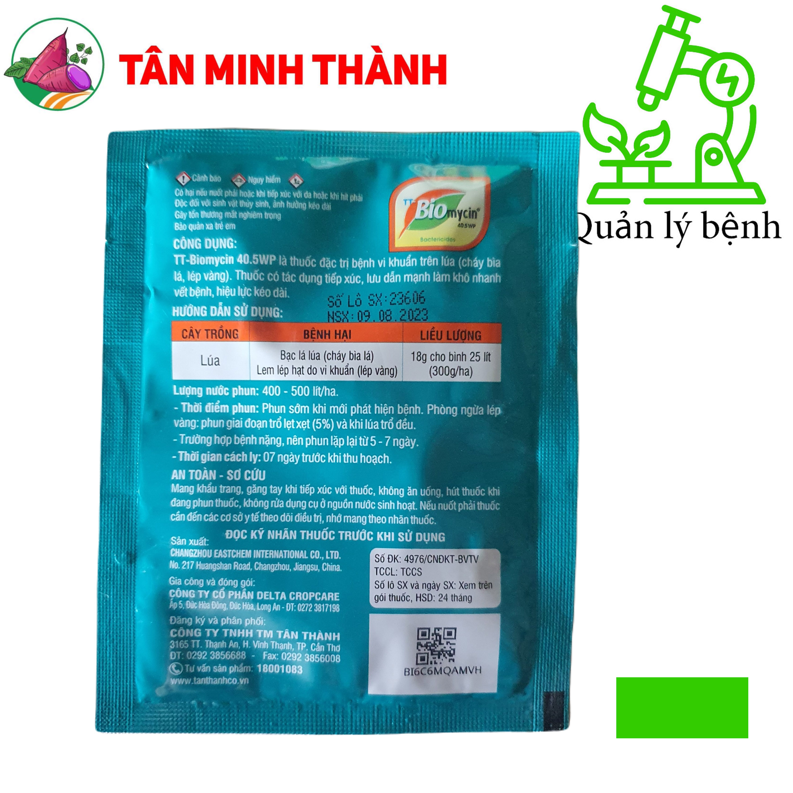 Biomycin 40.5WP - Thuốc trừ bệnh cháy bìa lá, lép vàng, héo xanh, loét trái, đốm lá