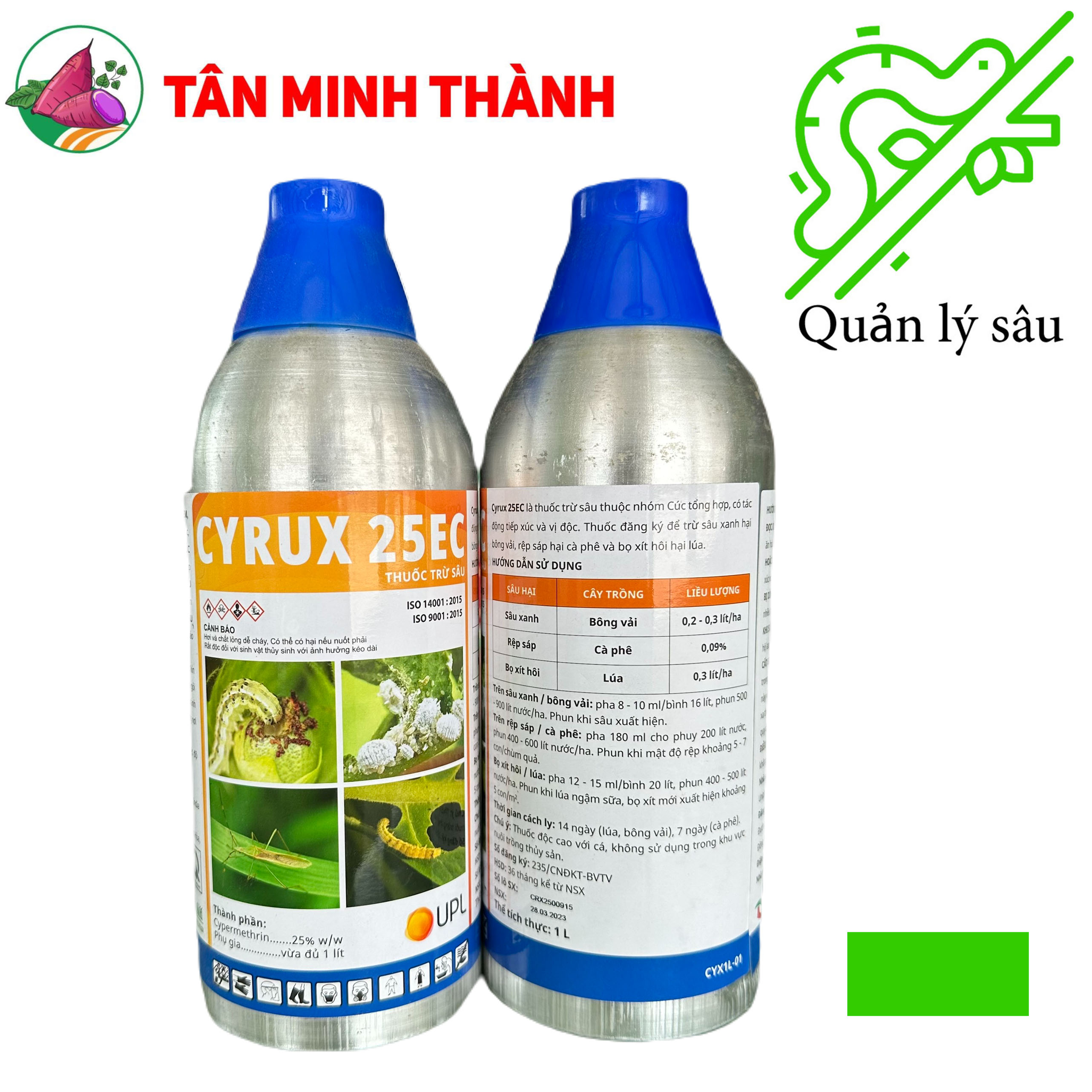 Cyrux 25EC có công dụng:  Là thuốc trừ sâu thuộc nhóm cúc tổng hợp, có tác động tiếp xúc và vị độc. Thuốc đăng ký để trừ sâu xanh hại bông vải, rệp sáp hại cà phê và bọ xít hôi hại lúa.