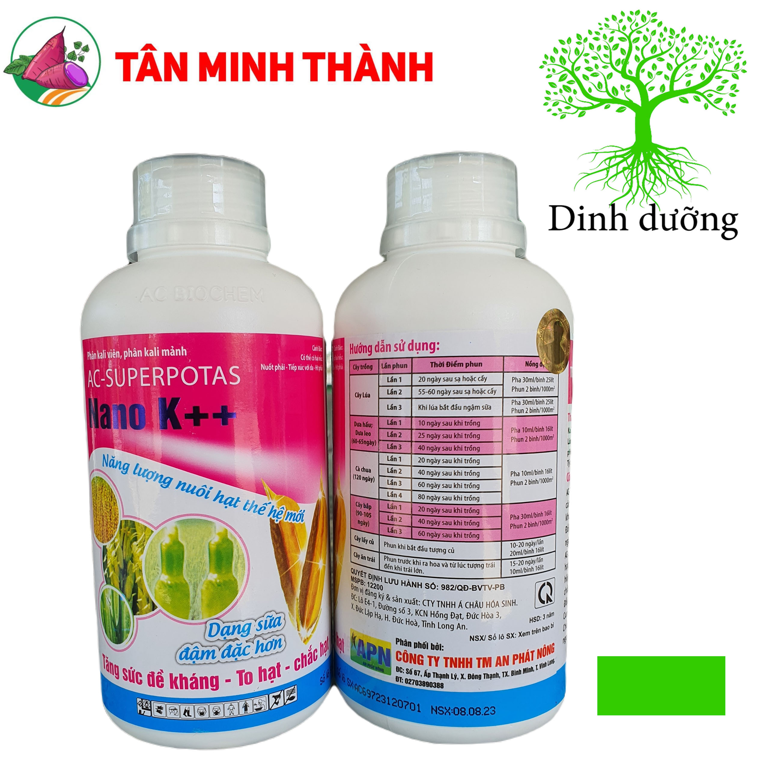 Nano K++ - Thuốc cứng cây, đứng lá, chống ngã, trổ đồng loạt, vô gạo, chắc hạt, to hạt, nặng ký, sáng hạt