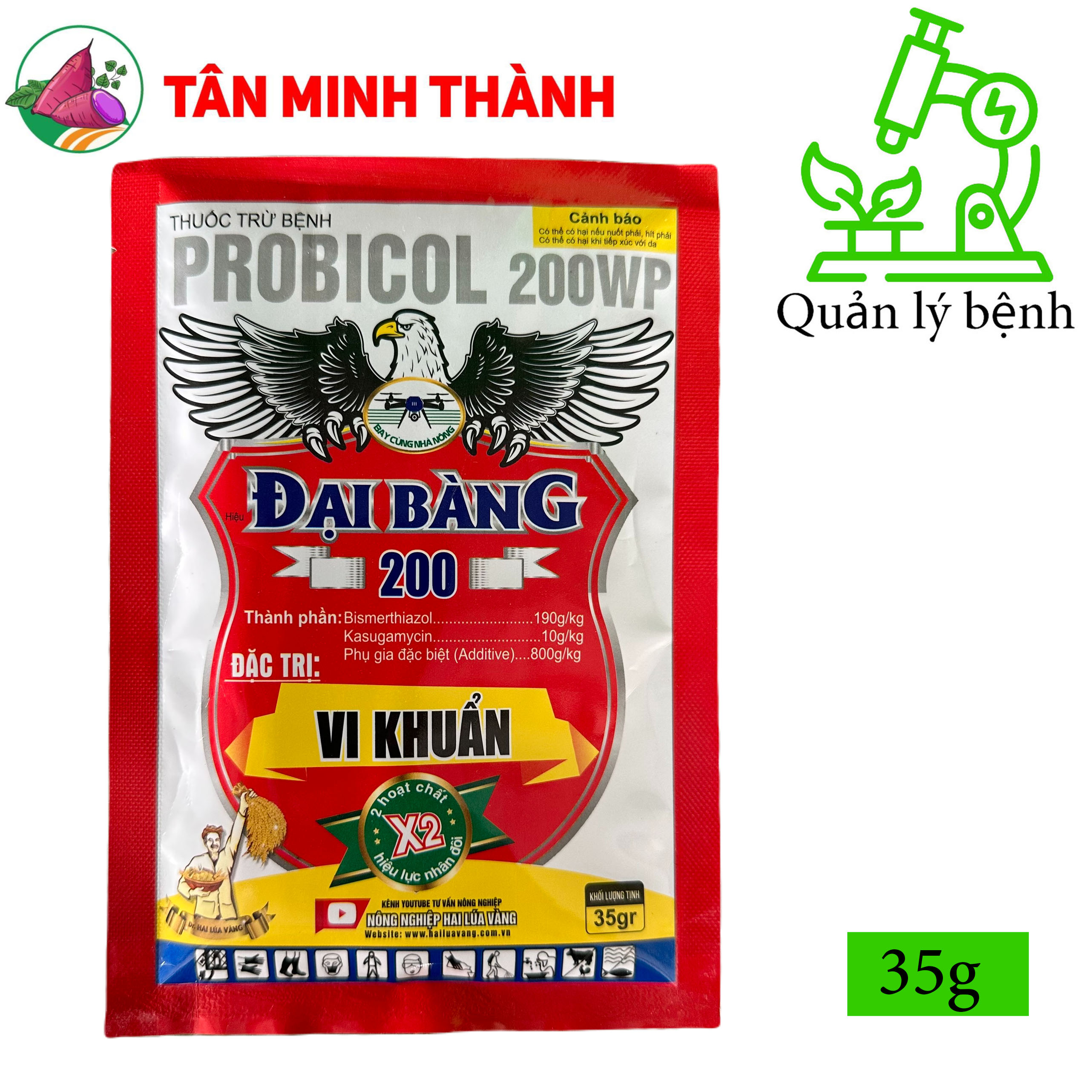 Probicol 200WP - Thuốc đặc trị vi khuẩn gây cháy bìa lá, bạc lá, cháy lá, thối nhũn, héo xanh, thối củ