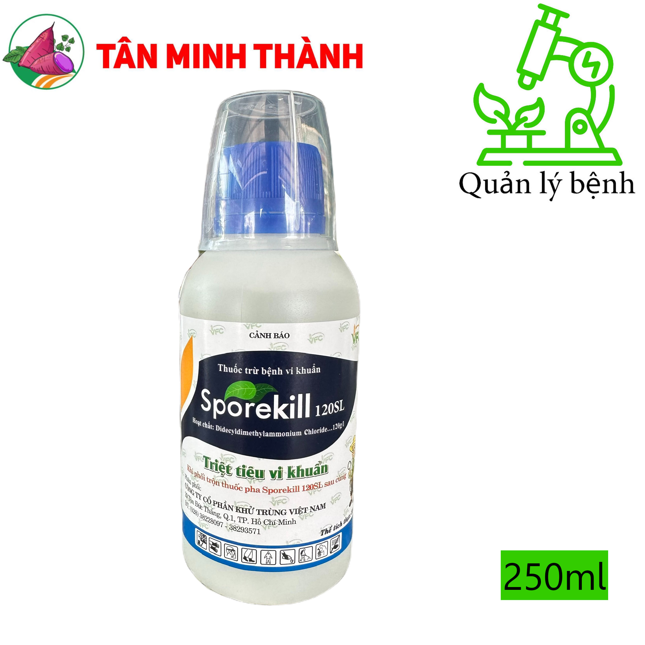 Sporekill 120SL - Thuốc đặc trị vi khuẩn, trừ bệnh lem lép hạt, thối nhũn, chết nhanh, héo xanh, thối trái, đốm lá