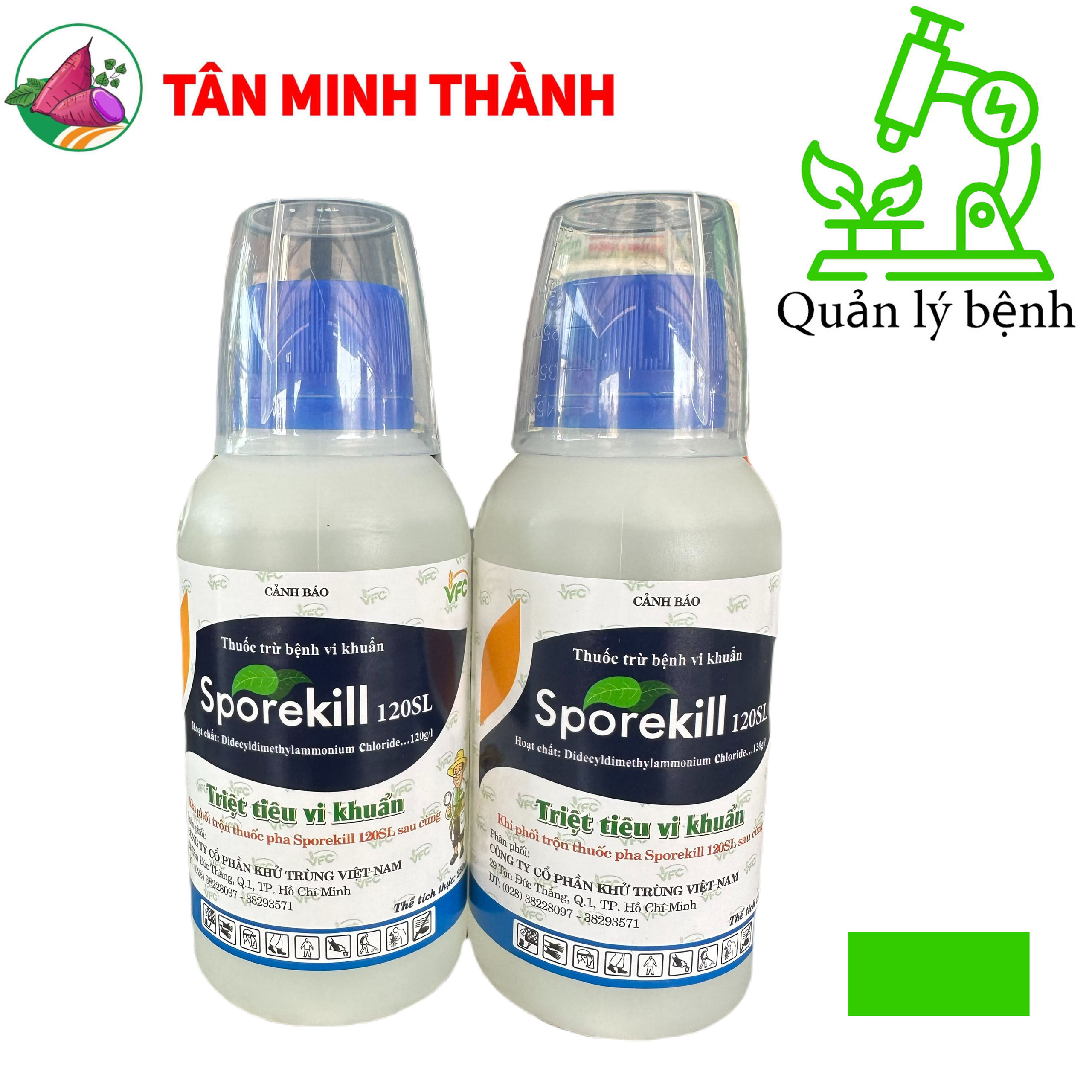 Sporekill 120SL - Thuốc đặc trị vi khuẩn, trừ bệnh lem lép hạt, thối nhũn, chết nhanh, héo xanh, thối trái, đốm lá