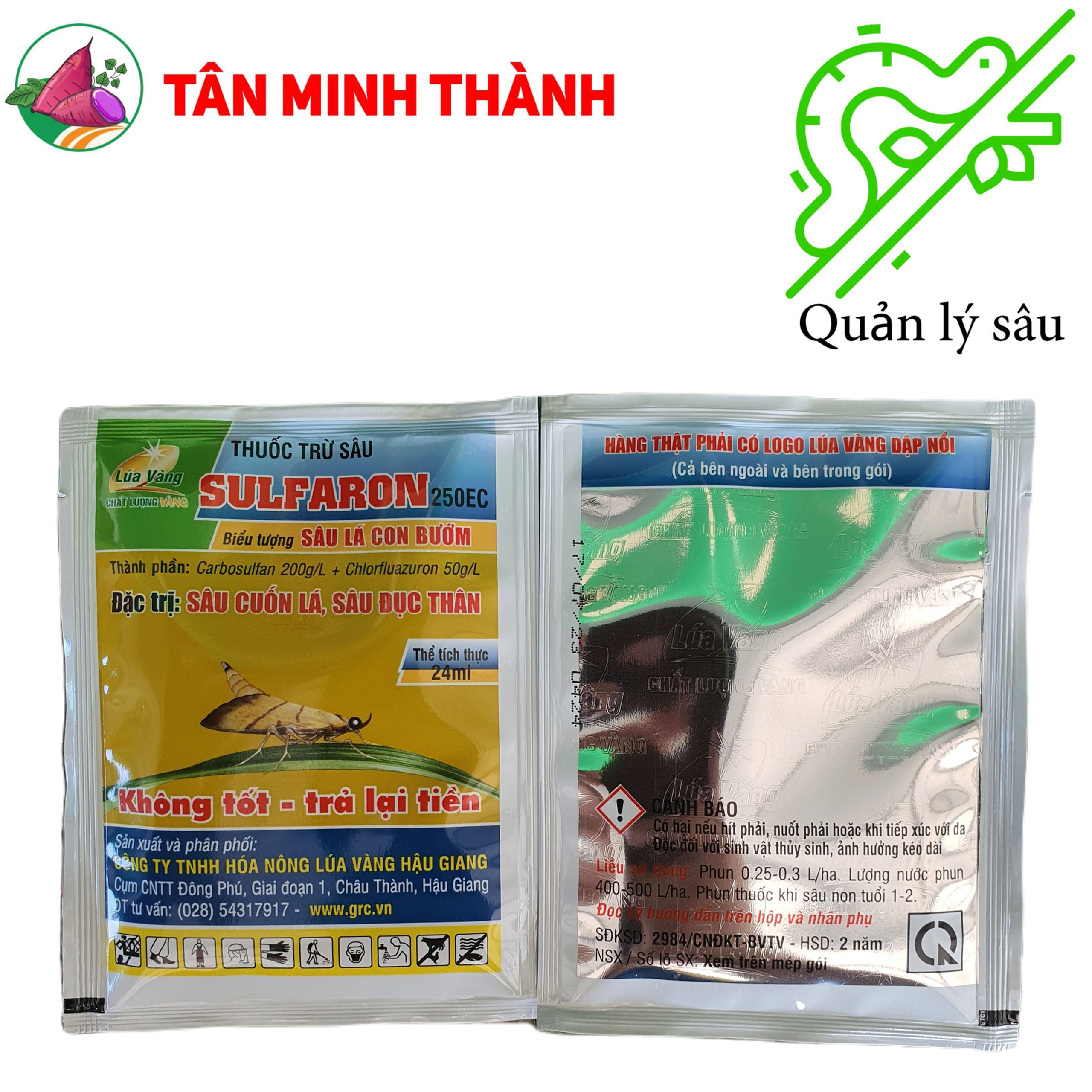 Sulfaron 250EC Bướm - Thuốc đặc trị sâu cuốn lá, sâu đục thân, sâu xanh, sâu ăn lá