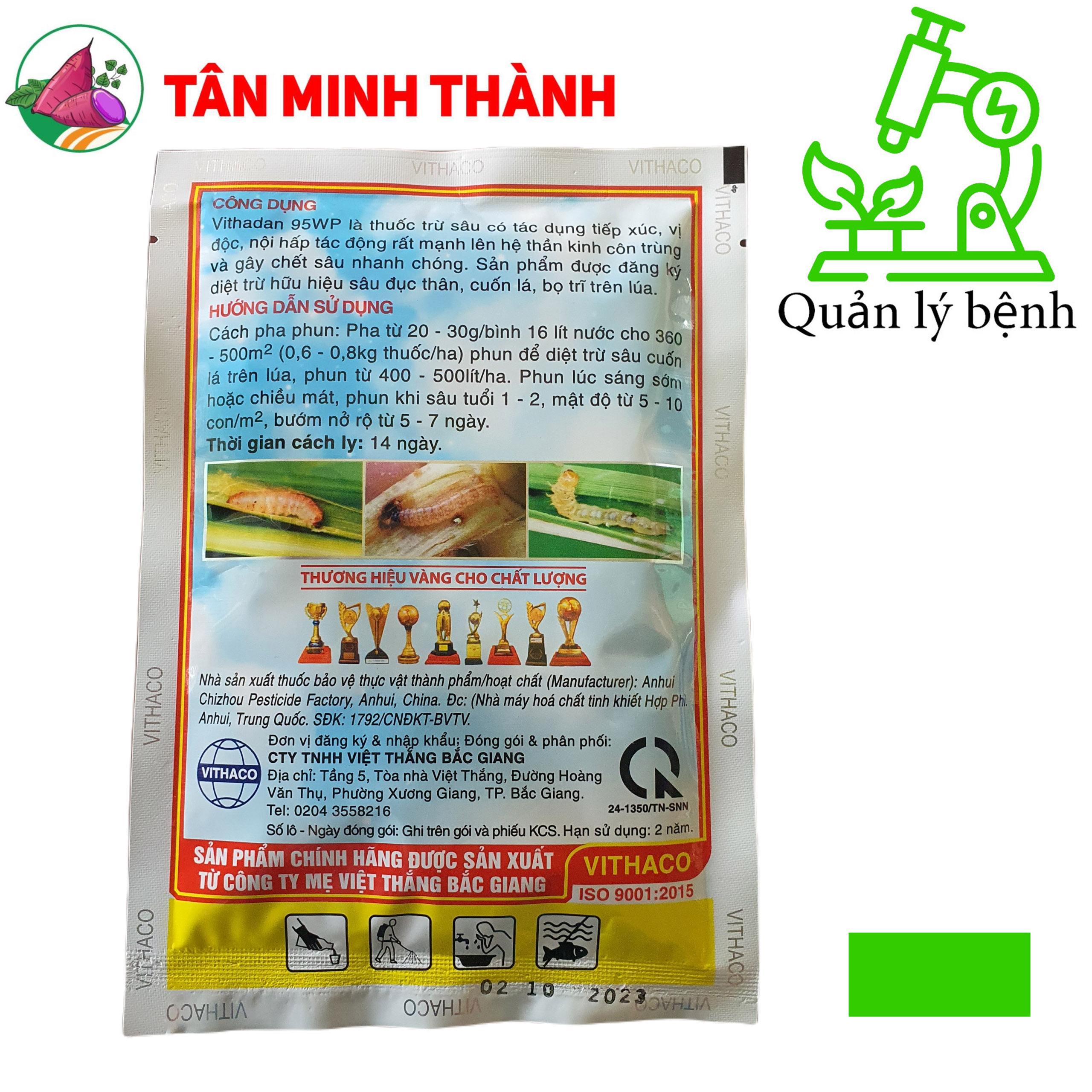 Vithadan 95wp - Thuốc đặc trị sâu đục thân, sâu cuốn lá, bọ trĩ, sâu ăn tạp, sâu xanh da láng