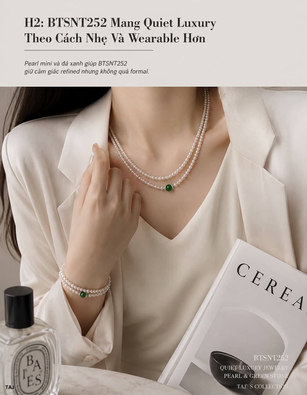 Bộ trang sức ngọc trai BTSNT252 phong cách quiet luxury tối giản hiện đại