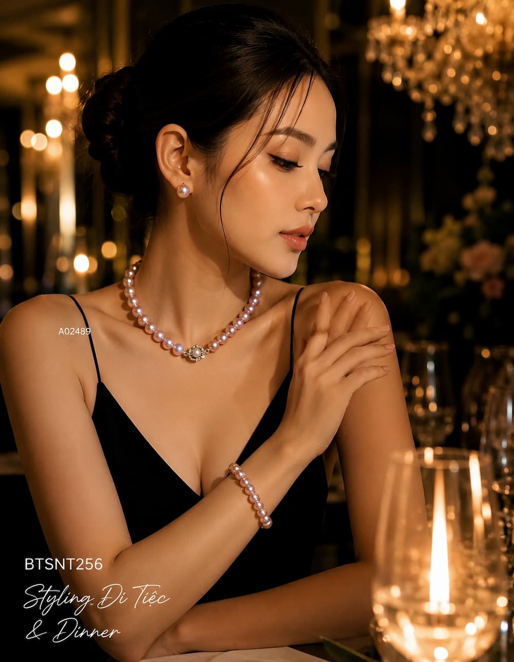 Bộ trang sức ngọc trai tím BTSNT256 phong cách dinner và event luxury thanh lịch