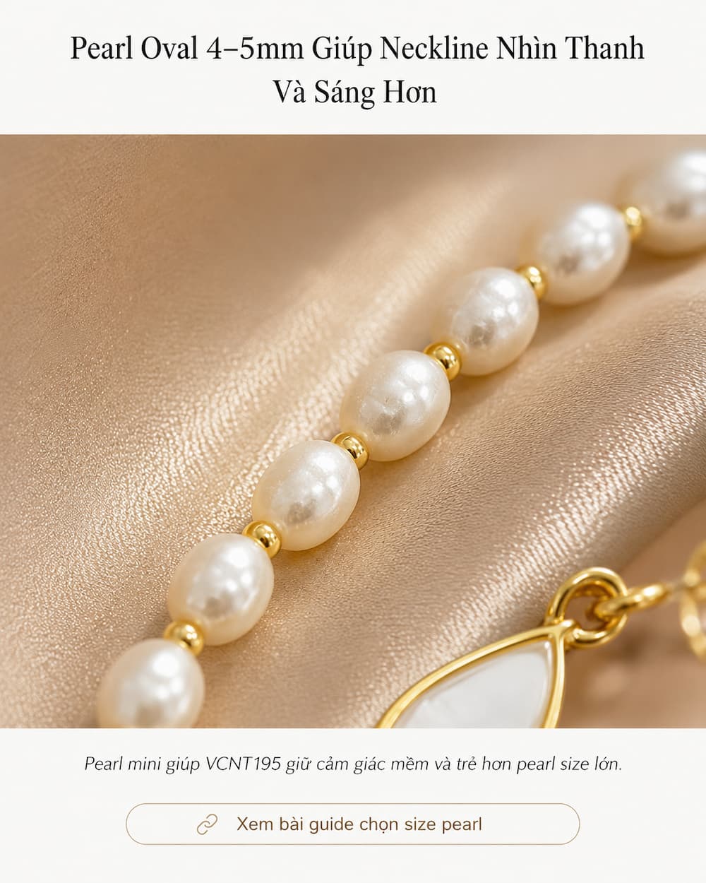 Pearl oval mini 4-5mm trên vòng cổ VCNT195 giúp neckline thanh hơn