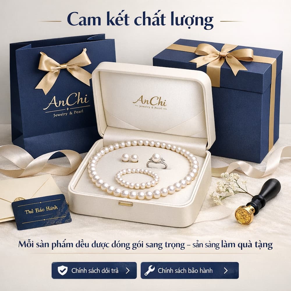 Hộp đựng bộ trang sức ngọc trai cao cấp đóng gói sang trọng làm quà tặng