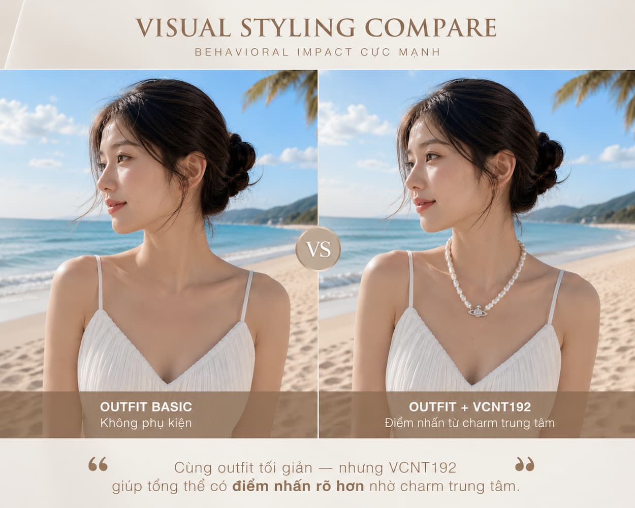 Form semi choker của vòng cổ ngọc trai VCNT192 giúp vùng cổ nhìn gọn và nổi bật hơn