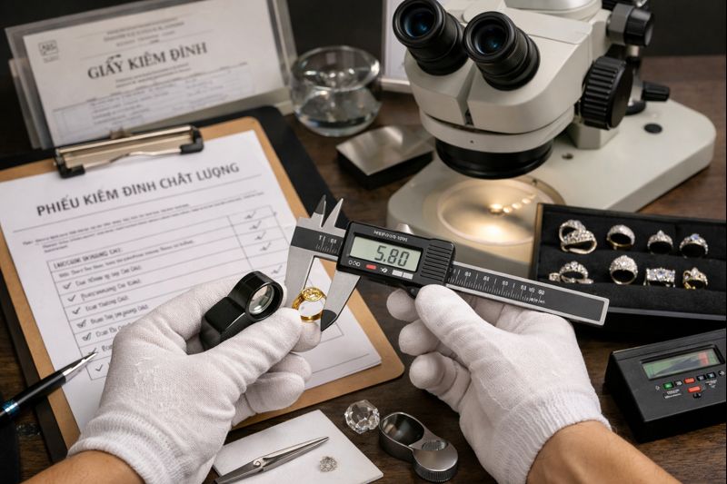 Kiểm định nội bộ trang sức trước khi bàn giao cho khách hàng