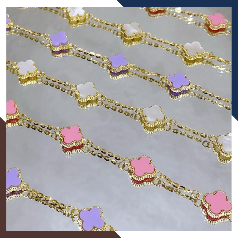 Lắc tay vàng cỏ 4 lá