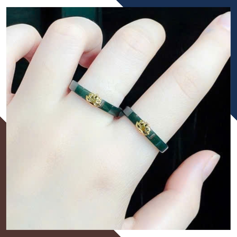 Vòng đá bản mảnh tạo hiệu ứng thanh tay trên ngón tay thon