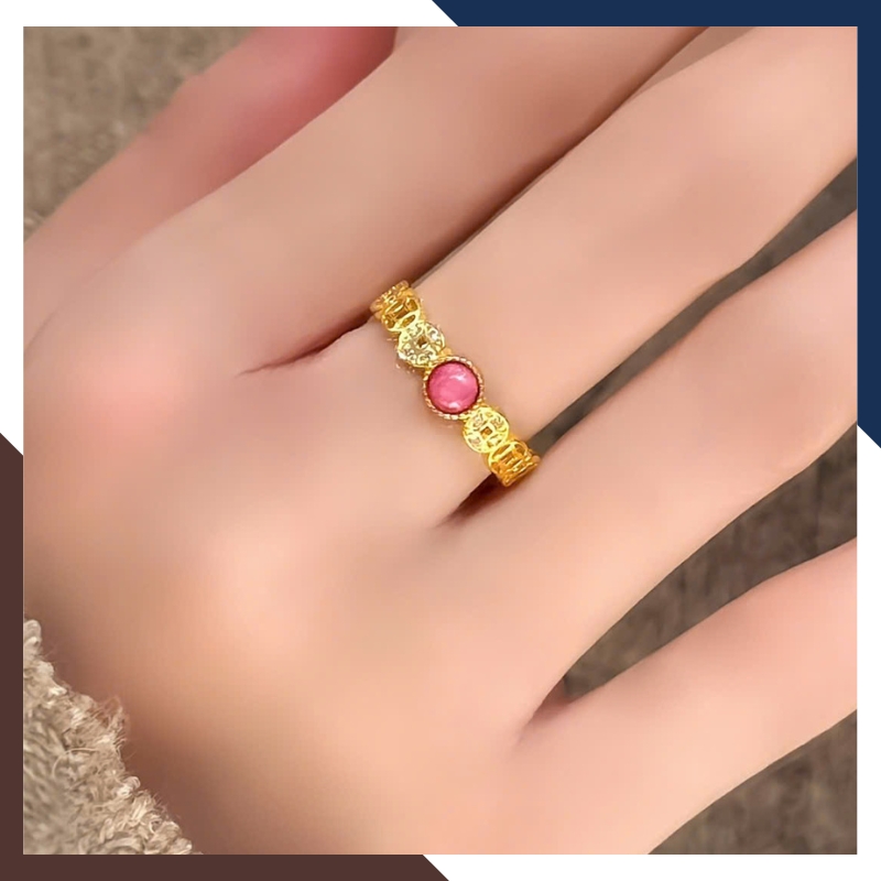 Nhẫn kim tiền vàng nữ NVNU437 phù hợp phong cách đeo thường xuyên