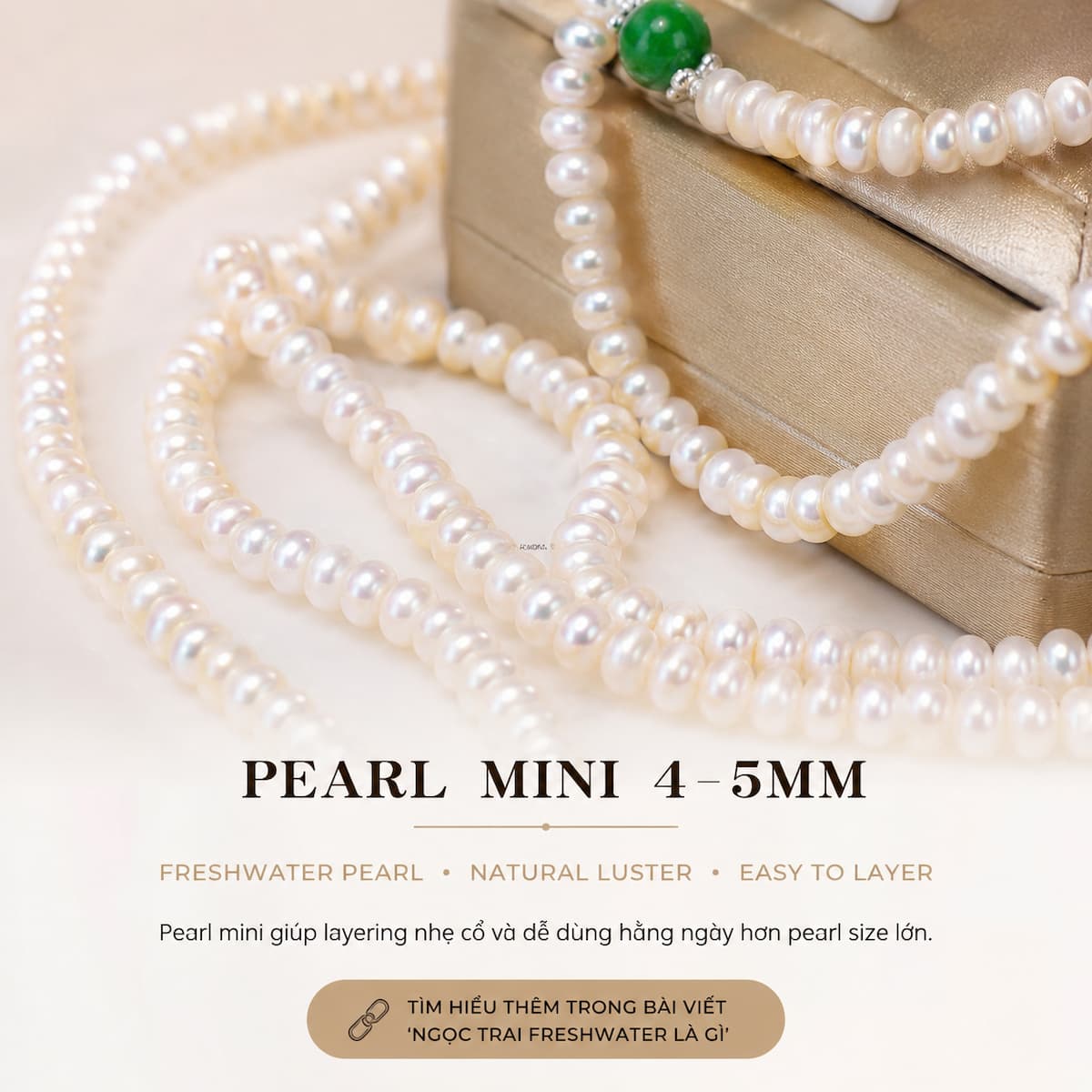 Chi tiết freshwater pearl mini 4–5mm của bộ trang sức ngọc trai BTSNT252