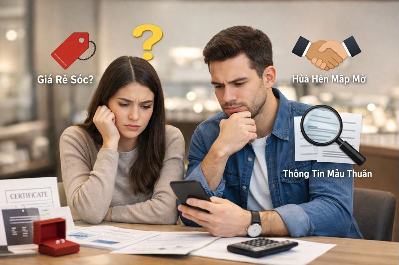 Những rủi ro phổ biến khi chọn nơi mua nhẫn cầu hôn thiếu minh bạch và xác thực