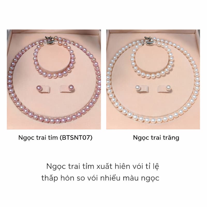 So sánh màu ngọc trai tím của BTSNT07 với ngọc trai trắng phổ biến