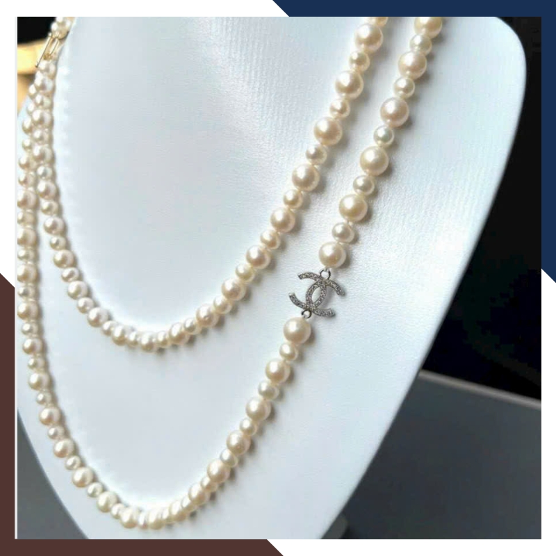 Vòng cổ ngọc trai Chanel 2 tầng cao cấp mặc áo dài đẹp mã 68AC1948