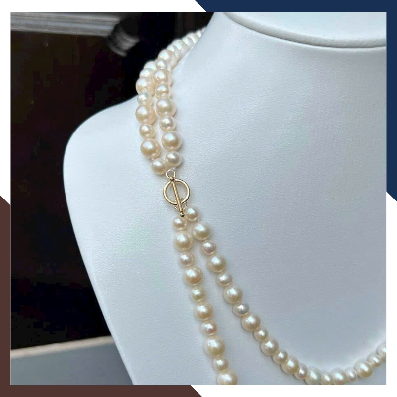 Vòng cổ ngọc trai Chanel 2 tầng cao cấp mặc áo dài đẹp mã 68AC1948