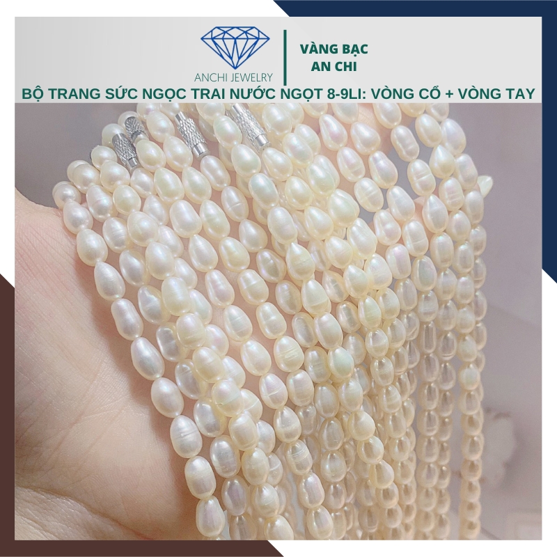 Vòng cổ ngọc trai mặc áo dài thời trang dáng hạt gạo mã 67CH210K5