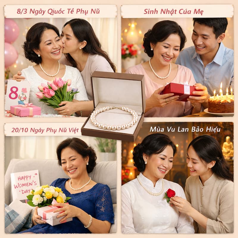 vòng cổ ngọc trai tặng mẹ dịp sinh nhật 8 3 20 10 và vu lan