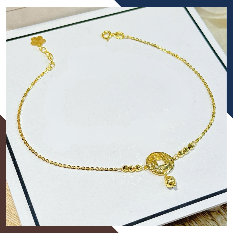 Lắc Tay/Lắc Chân Vàng 10K Charm Kim Tiền May Mắn BTSV22