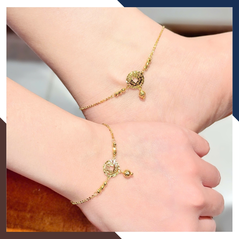 Lắc Tay/Lắc Chân Vàng 10K Charm Kim Tiền May Mắn BTSV22