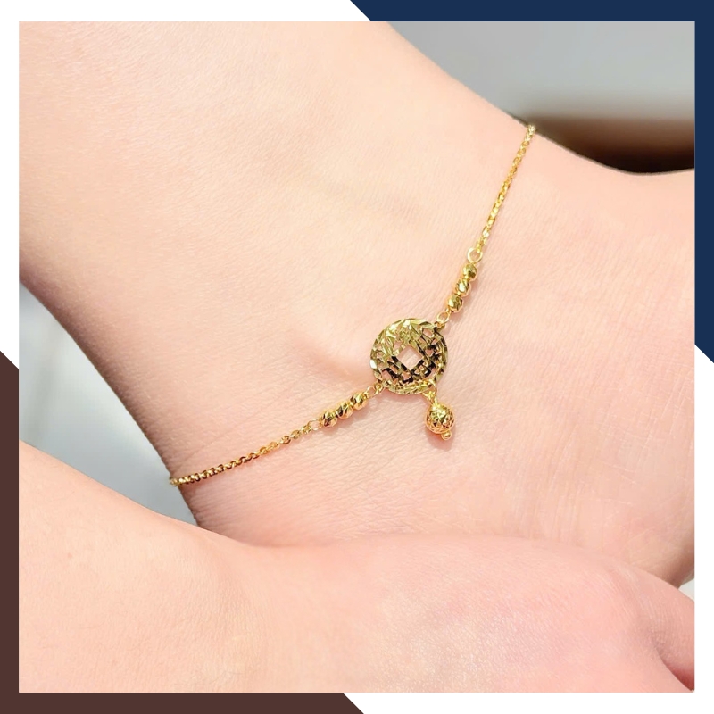 Lắc Tay/Lắc Chân Vàng 10K Charm Kim Tiền May Mắn BTSV22