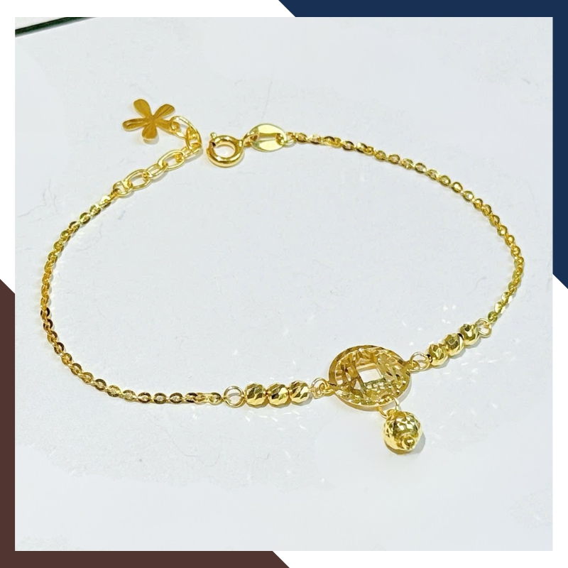 Lắc Tay/Lắc Chân Vàng 10K Charm Kim Tiền May Mắn BTSV22