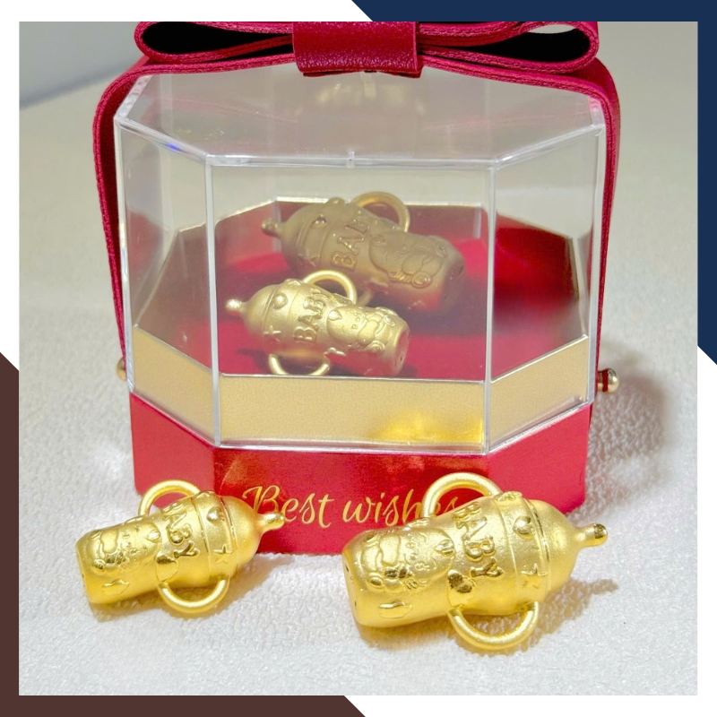 Bình Sữa Vàng 9999 QTV06 - Quà Thôi Nôi/ Đầy Tháng/ Sinh Nhật Cho Bé