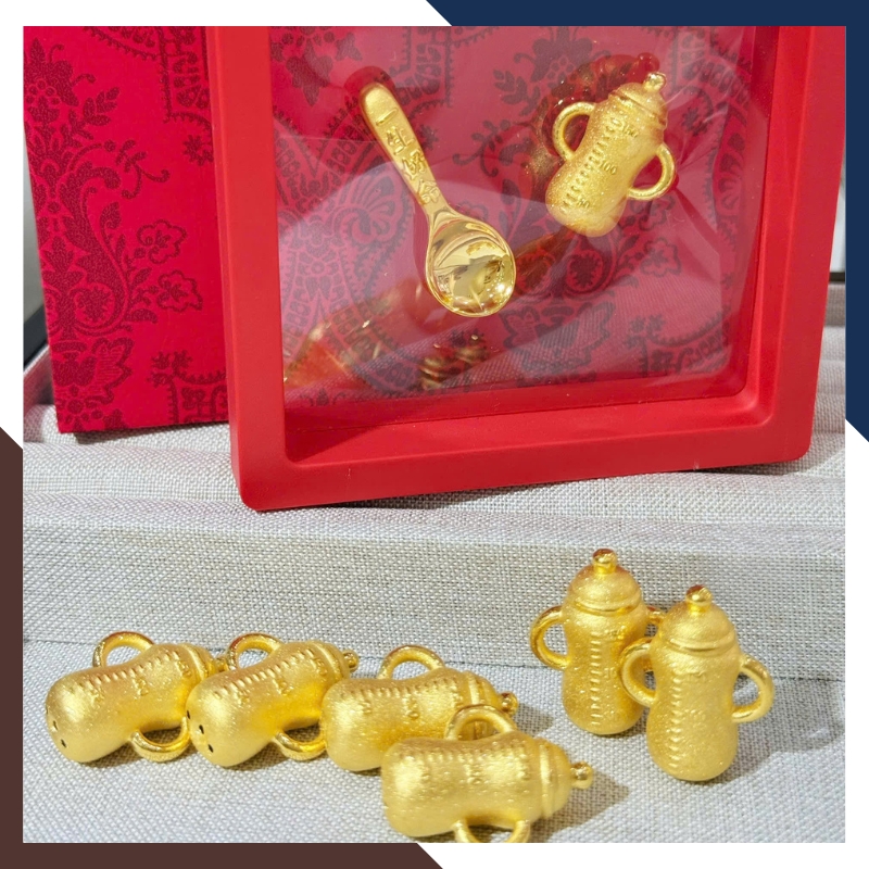 Bình Sữa Vàng 9999 QTV06 - Quà Thôi Nôi/ Đầy Tháng/ Sinh Nhật Cho Bé